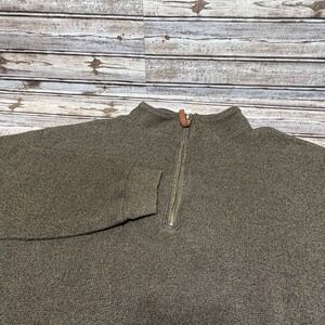 Woolrich Mens XL Quarter Zip Pullover Sweater Olive Brown Textured Knit